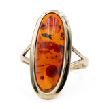 Anello vintage in oro giallo 8k con ambra