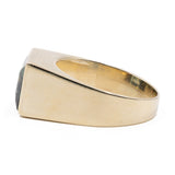 Anello vintage da cocktail in oro giallo 8k con spinello verde