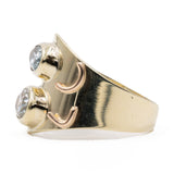 Anello vintage in oro giallo 9k con acquamarine, anni '70