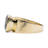 Anello vintage da cocktail in oro giallo 8k e spinello azzurro