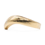 Anello vintage a V in oro giallo 18k con zaffiro e diamante, anni '70