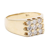 Anello vintage chevalier in oro giallo 14k con diamanti (0,50ctw), anni '70