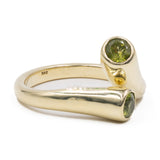 Anello vintage in oro giallo 14k con peridoti, anni '70