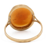 Anello vintage in oro giallo 18k con cammeo su conchiglia, anni '60
