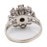 Anello vintage in oro bianco 14k con diamante centrale di 0,50ct e contorno di diamanti (0,24ctw), anni '70