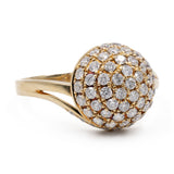 Anello vintage tourbillon in oro giallo 14k con diamanti (1,10ctw), anni '70