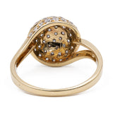 Anello vintage tourbillon in oro giallo 14k con diamanti (1,10ctw), anni '70