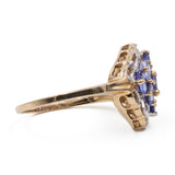 Anello vintage in oro giallo 9k con tanzaniti (1ctw)