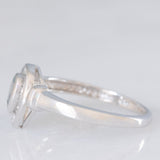 Anello vintage in oro bianco 9K con acquamarina (0.20ct ca.) e diamanti di taglio brillante (0.14ctw ca.), anni ‘90