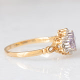 Anello vintage in stile vittoriano in oro giallo 9K con ametiste (0.50ctw ca.) e diamanti