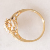 Anello vintage in oro giallo 14K con diamanti di taglio brillante e di taglio baguette (0.75ctw ca.), anni ‘70/‘80