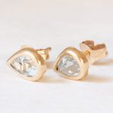 Orecchini vintage a goccia in oro giallo 9K con topazi azzurri (0.70ctw ca.)
