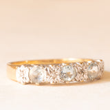 Veretta vintage in oro giallo e bianco 9K con acquamarine (0.40ctw ca.) e diamanti, anno 1992