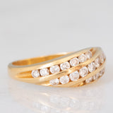 Anello a fascia vintage in oro giallo 18K con diamanti di taglio brillante (1ctw ca), anni ‘70