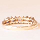 Anello vintage in oro giallo 9K con ametiste (0.035ctw ca.) e diamanti (0.04ctw ca.), anni ‘80