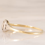 Solitario Art Déco in oro giallo e bianco 14K con diamante, anni ‘20/‘30