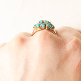 Anello vintage in oro giallo 8K con turchesi, anni ‘50