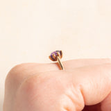 Solitario vintage in oro giallo 9K con ametista (0.60ct ca.), anni ‘60/‘70