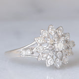 Anello a fiore in platino con diamanti di taglio brillante (0.50ctw), anni ‘60/‘70