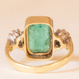 Trilogy vintage in oro giallo e bianco 18K con smeraldo (1.70ct ca.) e diamanti di taglio brillante (0.30ctw ca.), anno 1984