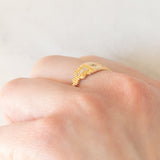 Anello antico in oro giallo 14K con diamanti di taglio rosetta (0.08ctw ca.), anni ‘10