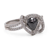 Anello vintage in platino con diamante nero (0,80ct) e diamanti (0,30ctw)