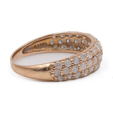 Anello vintage a veretta in oro giallo 18k con pavé di diamanti (1ctw)