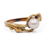 Anello vintage in oro giallo 18k con perla