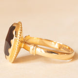 Solitario vintage in oro giallo 18K con granato, anni ‘40/‘50