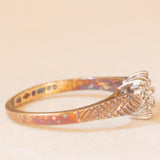 Anello in oro giallo 9K con decorazione a cuore in oro bianco 9K con diamanti (0.14ctw ca.), anno 1986