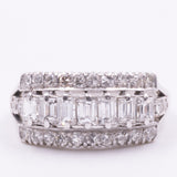 Anello “triplo” a fascia in oro bianco 14K con diamanti (1.20ctw ca.), anni ‘80