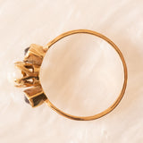 Trilogy vintage in oro giallo 9K con opale (0.40ct ca.) e granati (0.06ctw ca.), anni ‘70