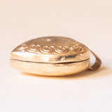 Ciondolo portafoto a forma di cuore in oro giallo 9K con diamante, anni ‘50