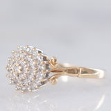 Anello a fiore vintage in oro giallo 9K con diamanti (0.18ctw ca.), anni ‘80