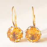 Orecchini antichi in oro giallo 18K e argento con quarzi citrini (4ctw ca.), primi del ‘900