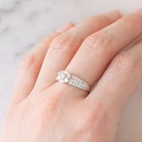 Anello a fascia e a fiore in platino con diamanti (1ctw), anni ‘90