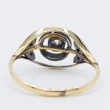 Anello antico in oro giallo 18K e argento con diamanti di taglio rosetta, primi del ‘900
