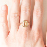 Anello vintage in stile Art Déco in oro giallo 8K con quarzo citrino (2.50ct ca.), anni ‘50