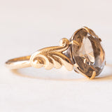 Anello vintage in oro giallo 9K con quarzo fumé (1.90ct ca.), anno 1979