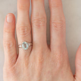 Anello a margherita vintage in platino con acquamarina (1ct) e diamanti, anni ‘70