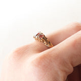 Anello vintage in oro giallo 9K con tormaline arancioni (0.80ctw ca.) e diamanti (0.04ctw ca.), anno 2006