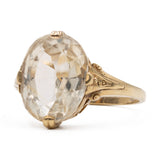 Anello vintage da cocktail in oro giallo 14k con quarzo citrino