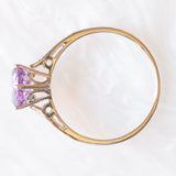 Anello vintage in oro bianco 9K con ametista (1.50ct ca.) e diamanti (0.04ctw ca.)