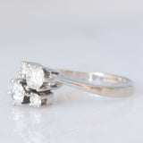 Anello vintage in oro bianco 14K con diamanti di taglio brillante (0.62ctw ca.), anni ‘70/‘80