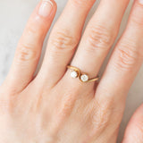 Anello Toi et Moi vintage in oro giallo 14K con diamanti di taglio vecchia Europa (0.40ctw ca.), anni ‘60/‘70