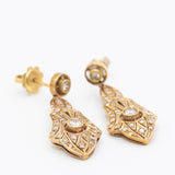 Orecchini vintage in stile Art Déco in oro giallo 18K con diamanti (0.70ctw ca.), anni ‘70/‘80