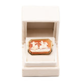 Spilla vintage in oro giallo 18k con cammeo su conchiglia, anni '50