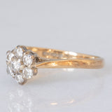 Anello a margherita vintage in oro giallo 9K con diamanti di taglio brillante (0.30ctw ca.), anno 1990