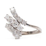 Anello vintage bypass in oro bianco 18k con diamanti (1,10ctw), anni '70