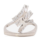 Anello vintage bypass in oro bianco 18k con diamanti (1,10ctw), anni '70